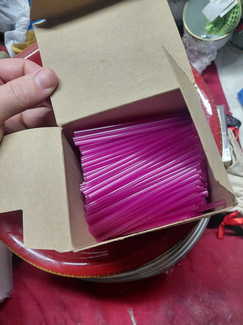 vintage Glassips brand cocktail-sized drinking straws, Pink 4